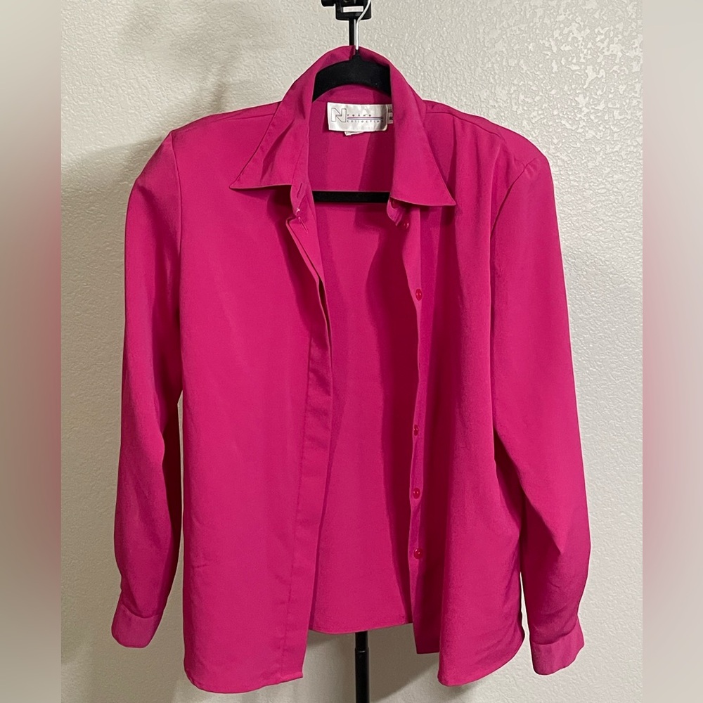 Hot Pink Button-Up Blouse